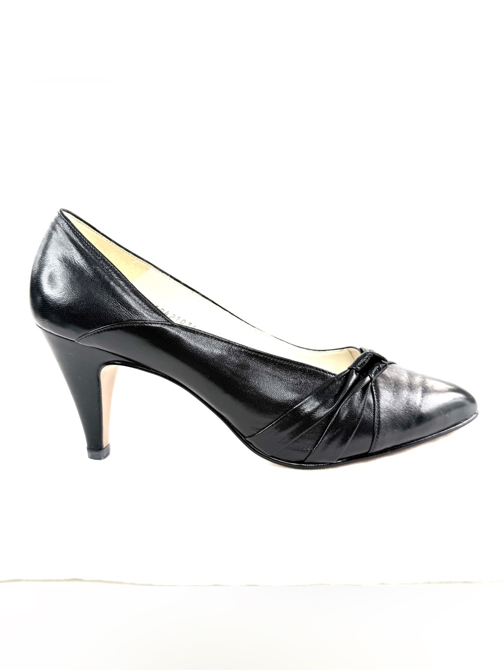 Salamander Vintage Women Size 8.5 Black Leather Pump Shoe Front Knot Germany